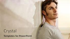  Presentation with shadow - Cool new presentation theme with portrait of daydreaming man leaning against wall casting a shadow backdrop and a coral colored foreground