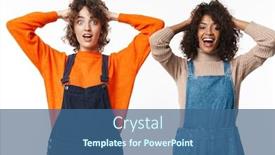  Presentation with heads - Slides consisting of portrait-of-delighted-multinational-women background and a ocean colored foreground