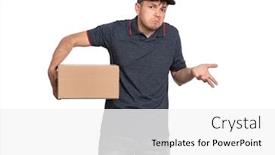  Presentation with courier delivery - Audience pleasing slides consisting of portrait-of-delivery-man backdrop and a white colored foreground