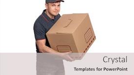  Presentation with courier delivery - Beautiful slides featuring portrait-of-delivery-man backdrop and a light gray colored foreground
