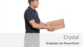  Presentation with courier delivery - Beautiful slides featuring portrait-of-delivery-man backdrop and a white colored foreground