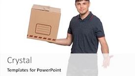  Presentation with courier delivery - Beautiful slide set featuring portrait-of-delivery-man backdrop and a white colored foreground