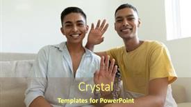  Presentation with gay - Presentation theme consisting of portrait-of-diverse-gay-male background and a tawny brown colored foreground