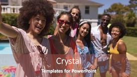  Presentation with summer party - Amazing presentation having portrait-of-diverse-group backdrop and a tawny brown colored foreground