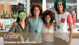  Presentation with saint patrick day - Presentation design enhanced with portrait-of-diverse-group background and a coral colored foreground