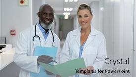  Presentation with female - PPT layouts with portrait-of-diverse-male background and a light gray colored foreground