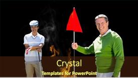  Presentation with retirement golf - Presentation theme featuring portrait-of-diverse-senior-male background and a tawny brown colored foreground