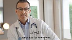  Presentation with doctor office - Slide set with portrait-of-doctor-posing background and a light gray colored foreground