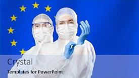  Presentation with coronavirus - Slides having portrait-of-doctors-in-protective background and a light blue colored foreground