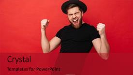  Presentation with black man - Amazing slides having portrait of ecstatic caucasian macho backdrop and a crimson colored foreground