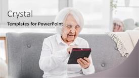  Presentation with elderly home - Cool new slides with portrait-of-elderly-gey-hair backdrop and a white colored foreground