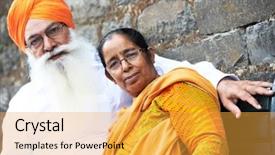  Presentation with turban - Audience pleasing PPT layouts consisting of portrait of elderly indian sikh backdrop and a yellow colored foreground