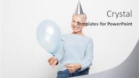  Presentation with lady - Slide set featuring portrait-of-elderly-lady-holding and a white colored foreground