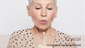  Presentation with birthday cake cupcake - PPT layouts having portrait-of-elderly-woman-holding background and a soft green colored foreground