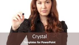  Presentation with writing pen - Colorful presentation theme enhanced with portrait of elegant business woman writing with a black pen backdrop and a tawny brown colored foreground