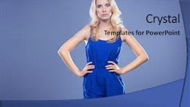  Presentation with fair - Cool new slides with portrait of elegant fair haired backdrop and a  colored foreground