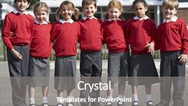  Presentation with elementary school female career day technology - Colorful slides enhanced with portrait of elementary school pupils backdrop and a gray colored foreground