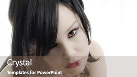  Presentation with beauty - Presentation theme having portrait of emo girl closeup background and a violet colored foreground