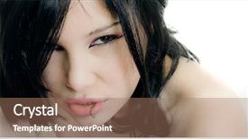  Presentation with close up baby girl knitted - Audience pleasing PPT theme consisting of portrait of emo girl closeup backdrop and a coral colored foreground