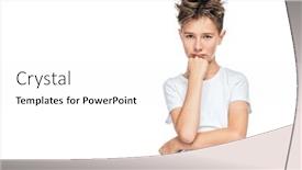  Presentation with childhood - Colorful slide set enhanced with portrait of emotional funny boy childhood kids casual style backdrop and a white colored foreground