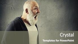  Presentation with empty - Cool new PPT layouts with portrait of emotional screaming man backdrop and a gray colored foreground