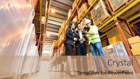  Presentation with tour - PPT theme enhanced with portrait-of-engineer-manager-giving background and a coral colored foreground