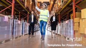  Presentation with inventory - Beautiful presentation featuring portrait-of-engineer-manager-giving backdrop and a coral colored foreground