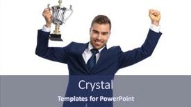  Presentation with navy blue - PPT layouts consisting of portrait-of-enthusiastic-man background and a ocean colored foreground