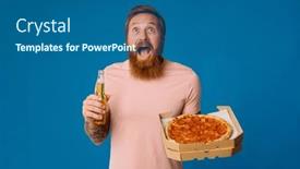  Presentation with ginger - PPT theme consisting of portrait-of-excited-ginger-bearded background and a ocean colored foreground