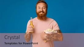  Presentation with ginger - Slide deck having portrait-of-excited-ginger-bearded background and a coral colored foreground