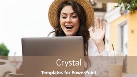  Presentation with milkshake - Cool new presentation design with portrait-of-excited-woman-waving backdrop and a coral colored foreground