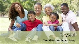  Presentation with extended family - Slide deck with portrait of extended family group background and a  colored foreground