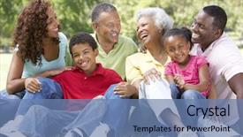  Presentation with extended family - Audience pleasing slide deck consisting of portrait of extended family group backdrop and a teal colored foreground