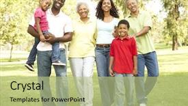  Presentation with extended family - Colorful slide deck enhanced with portrait of extended family group backdrop and a mint green colored foreground