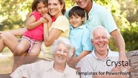  Presentation with extended family - Theme with portrait of extended family group background and a coral colored foreground