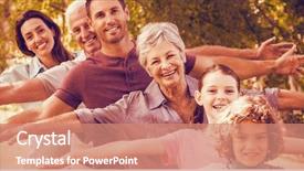  Presentation with extended family - Amazing PPT theme having portrait of extended family smiling backdrop and a  colored foreground