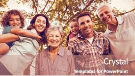  Presentation with portrait happy family smiling - Amazing slides having portrait of extended happy smiling backdrop and a  colored foreground