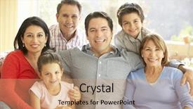  Presentation with extended family - PPT theme having portrait of extended hispanic family background and a coral colored foreground