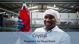  Presentation with factory - Theme featuring portrait of factory engineer holding background and a light blue colored foreground