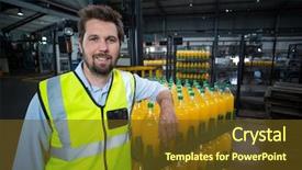  Presentation with orange juice - Amazing PPT layouts having portrait of factory worker leaning backdrop and a tawny brown colored foreground