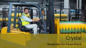  Presentation with loading - Slide deck featuring portrait of factory worker loading background and a  colored foreground