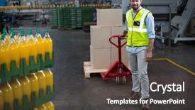  Presentation with factory insurance - Cool new theme with portrait of factory worker pulling backdrop and a  colored foreground