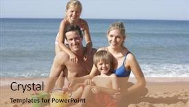  Presentation with holiday - Audience pleasing presentation theme consisting of portrait of family enjoying beach backdrop and a coral colored foreground