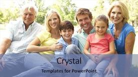  Presentation with extended family - Colorful slide deck enhanced with isolated young casual woman presenting backdrop and a white colored foreground