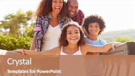  Presentation with playground - PPT layouts with portrait of family on playground background and a coral colored foreground