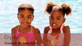  Presentation with summer holiday - Presentation theme with portrait-of-family-on-summer background and a tawny brown colored foreground