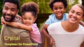  Presentation with children parents - PPT layouts enhanced with portrait-of-family-outdoors background and a tawny brown colored foreground