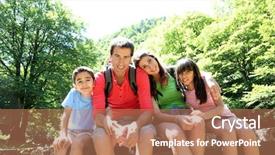  Presentation with forest bridge - Amazing presentation design having portrait of family sitting backdrop and a coral colored foreground