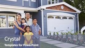  Presentation with house - Colorful slides enhanced with suburban - portrait of family standing outside backdrop and a ocean colored foreground