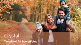  Presentation with woodland - Theme enhanced with portrait-of-family-walking-along background and a coral colored foreground